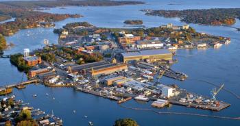 aerial view of Portsmouth Naval Shipyard