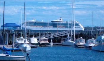 The Brilliance of the Sea sits in Rockland Harbor in 2015. (File photo by Sarah Thompson)