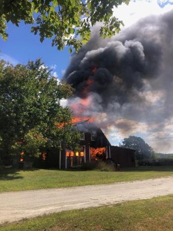 structure filled with flames