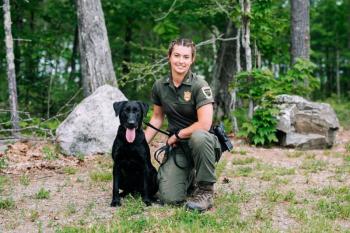 Maine Game Warden K9 Lucy and Game Warden Dory Kulis