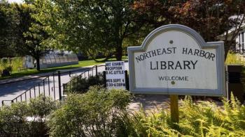 sign for the northeast harbor library