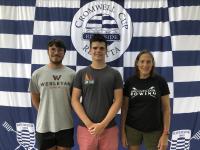 Amy Mitchell (right) won 3rd place in the Women's Masters Singles.  Robert Wickenden (center) won 2nd place in the Men's Novice Singles.  Cabot Adams (left) won 3rd place in the Men's U-23 Singles.