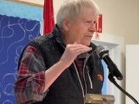 Camden Rotary President Bruce Cole spoke to West Bay Rotary members at their weekly meeting and described a "train wreck" situation in Kyev, Ukraine. (Photo courtesy Camden Rotary Club)