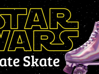 Star Wars logo with roller skates