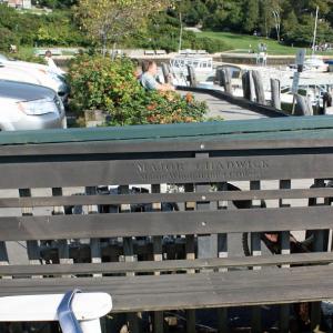 Camden Harbor is a popular place for tourists and locals alike to sit and take in the views and memorial benches like this one provide comfortable spots to mingle a little longer. Anyone can donate a bench in honor or memory of a loved one, just call the town office at 236-3353.