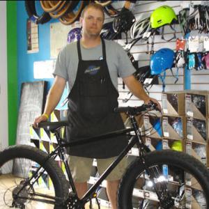 Andrew Dailey models a Pugsley. (Photo by Chris Wolf).