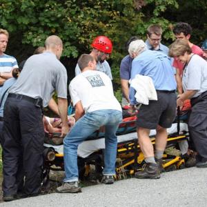 Numerous people helped with the rescue of climber Maria Millard in Camden late Tuesday afternoon. (Photo by Holly S. Edwards)