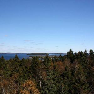 Looking north toward Islesboro Saturday at the completion of the mass casualty drill on Lasell Island. (Photo by Holly S. Edwards)
