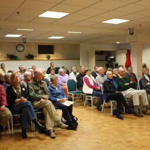 More than 60 people attended Rockport Public Library's annual candidates forum Oct. 19, with Dan Bookham moderating 12 questions posed to four candidates in two races.