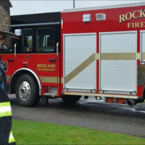 Rockland Fire Chief Charles Jordan responds with a crew of four firefighters to a report of smoke at the Knox County Correctional Facility in Rockland Oct. 31. (Photo by Lynda Clancy)