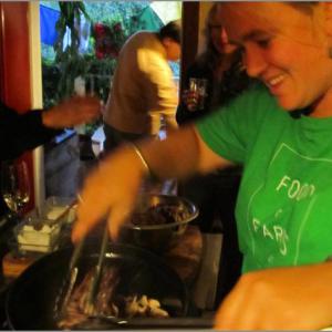 Ladleah approaches food like jazz improvisation, choosing phrases and contours of flavors that drop in harmoniously to the original recipe. Here, she braises rabbits with garden ingredients,