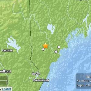 The town closest to Tuesday night's magnitude 4.0 earthquake's epicenter is Waterboro, at 4 miles north-northeast. (Map courtesy USGS)