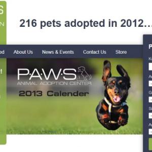 The new P.A.W.S. Animal Adoption Center website is at pawsadoption.org.