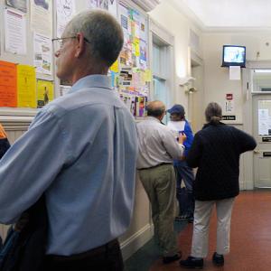 Opponents of a proposed liquefied petroleum gas (LPG) terminal in Searsport filled all the available seats at Tuesday's meeting of the Belfast City Council, leaving others to watch from the doorway or take in the proceedings on TV outside the Council Chambers.