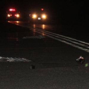 Debris from Friday night's crash on the taxiway leading from the Knox County Flying Club's hangars to the runway at Knox County Regional Airport. (Photo by Holly S. Edwards)