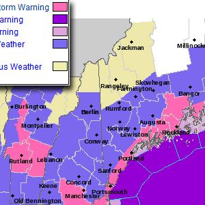 In addition to the winter storm warning for the coast, a gale warning is in effect from 1 a.m. Sunday through Monday morning for coastal waters out to 25 nautical miles from Stonington to Merrimack River, Mass.