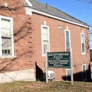 The offices of the Waldo County commissioners, located on the lower level rear of the Fifth District Court building in Belfast. (Photo by Ethan Andrews).