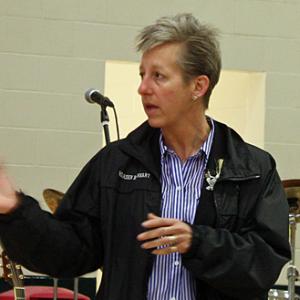 Maine State Prison Warden Patricia Barnhart inside the prison's gym during a Nov. 1 concert for the inmates. (Photo by Holly S. Edwards) Maine State Prison Warden Patricia Barnhart inside the prison's gym during a Nov. 1 concert for the inmates. (Photo by Holly S. Edwards)
