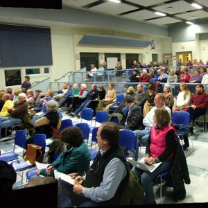 Roughly 200 people attended Monday night's public hearing on the proposed LPG facility. (Photo by Ethan Andrews)