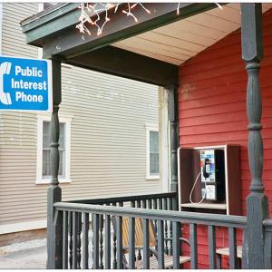 SEARSMONT - A pay phone by another name at Fraternity Village Store. A 2005 Maine law allowed citizens to petition for a "public interest" pay phone in areas where private services had pulled out of the disappearing pay phone market. (Photo by Ethan Andrews)