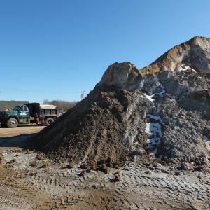 This mountain of sand awaits a road crew at the Rockland Public Works Department ahead of the Feb. 8 snow storm