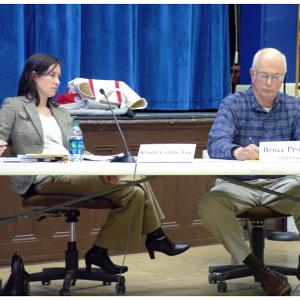 Searsport town attorney Kristin Collins and Planning Board Chairman Bruce Probert. (Photo by Ethan Andrews)