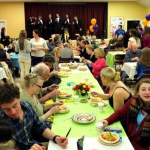 Fiesta Guatamala fills the First Congregational Church Meeting Room March 3 with music, laughter and food. (Photos by Chris Wolf)