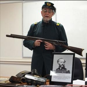 Sulin with a target rifle typical of what the Sharpshooters had trained on. 