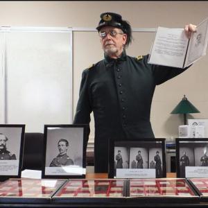 Captain Dave Sulin dressed in the traditional uniform of the U.S. Sharpshooters. Called "Green Demons" by the Confederate soldiers. In the Union Army they were called "pickles."