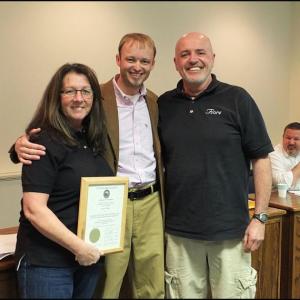 Nancy and Pat O'Brien of Fiore's on Main Street accept the City's commendation for winning the 2013 Woman-Owned Small Business Award. Between Nancy and Pat is Rockland Mayor Will Clayton. (Photos by Chris Wolf)