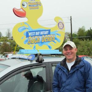 Peter Berke and his ducky car. (Photo by Kay Stephens)