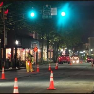 Looking Downtown from Park Street, work begins on paving maine Street. (Photos by Chris Wolf)