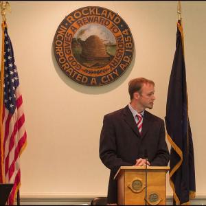 Rockland City May Will cLayton introduces the proposed 2014 budget at Thursday's special meeting. (Photo by Chris Wolf)