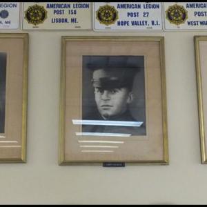 Photos of Winslow, Holbrook and Merrit who the American Legion Post 1 is named after hang on the wall inside the post.