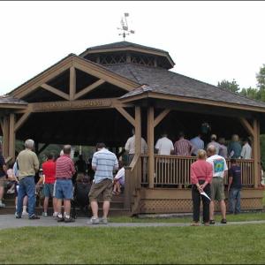 Breezemere Park and its bandstand is a popular spot for gatherings of all kinds. It serves as a launching area for boats, and is a longtime swimming area for residents. (Photo by Lynda Clancy)
