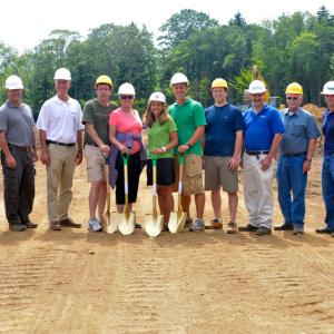 The PITCH ground breaking ceremony, pictured from left, Seth McGee, Site Contractor, McGee Construction; John Frye, Project Manager, Omni Construction; Will Gartley, Civil Engineer, Gartley and Dorsky; Rick Bresnahan, Owner; Ann Bresnahan, wife; Tammy Krul and Robbie Krul, Facility Operations Managers; Ian Sady, Project Manager, Omni Construction; John Davee, President, Maine Coast Construction; John Hansen, Architect; Brad Moll, Newman Concrete Services; and Glenn Aho, Manager, Town of Warren. (Photo by Ron Hawkes)