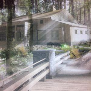 Plans for the Lake Megunticook Woodside Retreat provide illustrations of how the finished buildings will appear when constructed. The Barn and a bridge will be built at the end of the summer.