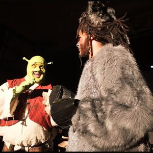 Jacob Corney as Shrek and Jonah Carter as Donkey in the Camden Hills Regional High School production of “Shrek the Musical.”