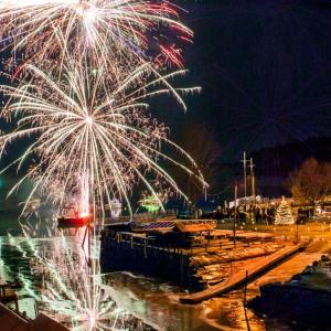 Magical fireworks over Rockport Harbor during Holidays on the Harbor Dec. 14. (Photo by Devon Gordon/Courtesy Peter Ralston)
