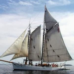 The schooner Timberwind was built in 1931, and launched as the Portland Pilot, serving as a pilot vessel in Casco Bay until 1969.