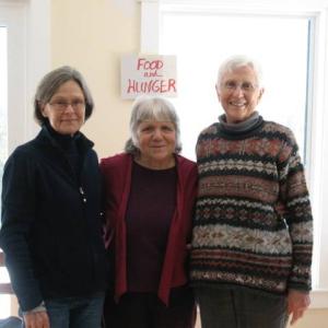 Deb Chapman, Bonnie Rukin and Jean Matlack organized the recent “Bringing It Home” discussion of Maine’s food and water challenges. (Photo courtesy Marina Schauffler)