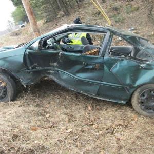 A single-vehicle crash this morning, April 28, sent three to hospitals. (Photo courtesy Knox County Sheriff’s Office)