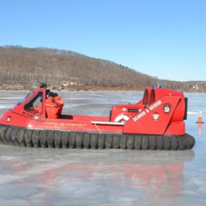 A Hovercraft sits on Chickawauckie Pond. (Photos courtesy of Marine Patrol)