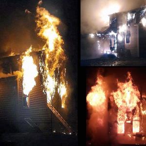 The Bragg family home in Searsmont burns overnight Wednesday. (Courtesy Tracy Harford)