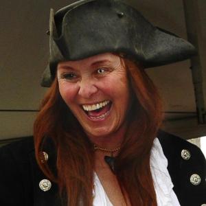Barbara Mardiat Tomlinson, in character as the pirate "Bloodthirsty Barbara."