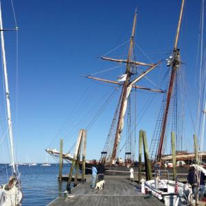 Replica Baltimore clipper ship ‘Amistad’ is tied up at the Rockland Public Landing through this weekend and will be open to visitors Saturday and Sunday afternoons.