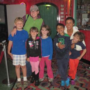 Sam Field, who appeared in the Montessori section of the video, had only positive words after watching the debut, “It was really, really good!”
Ethan Butler agreed, “it was really cool and the music was really good,” he said.
From left to right: Ethan Butler, mom Katie Butler, Abby Butler, Rowen Stewart, Sam Field, Tamara Field and Gillian Field.
(photo by Erica Thoms)