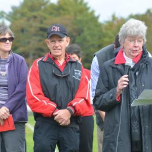 Carol Spinney, Gary Spinney and SAD 28 Superintendent Elaine Nutter. (Photo by Ron Hawkes)