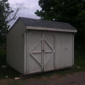 A new storage shed, donated by the U.S. Coast Guard unit in Rockland, now sits at the Thomaston Recreation Department Little League field. (Courtesy Misty Start)