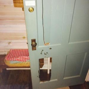 Burglars smashed windows and kicked in door panels to break into a South Thomaston home and cottage Aug. 24. (Photo courtesy Justin Ford)